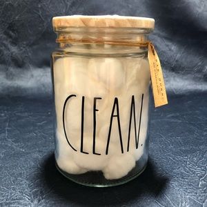 Rae Dunn CLEAN cotton balls large jar.